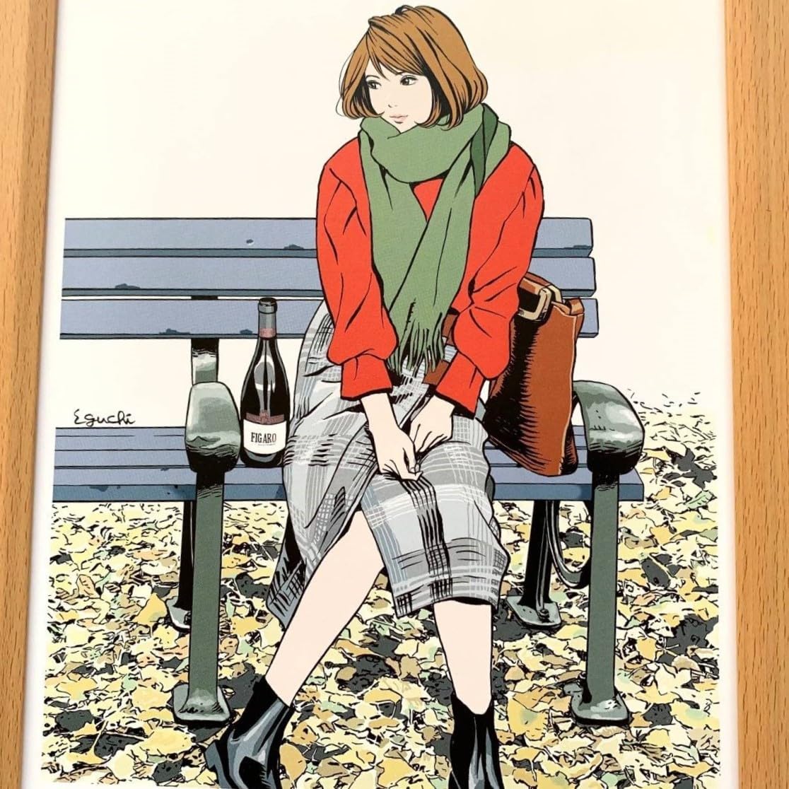 江口寿史　ポスター Amazon.co.jp: □江口寿史『ワインボトルと美女 Y』B5サイズ 額入り